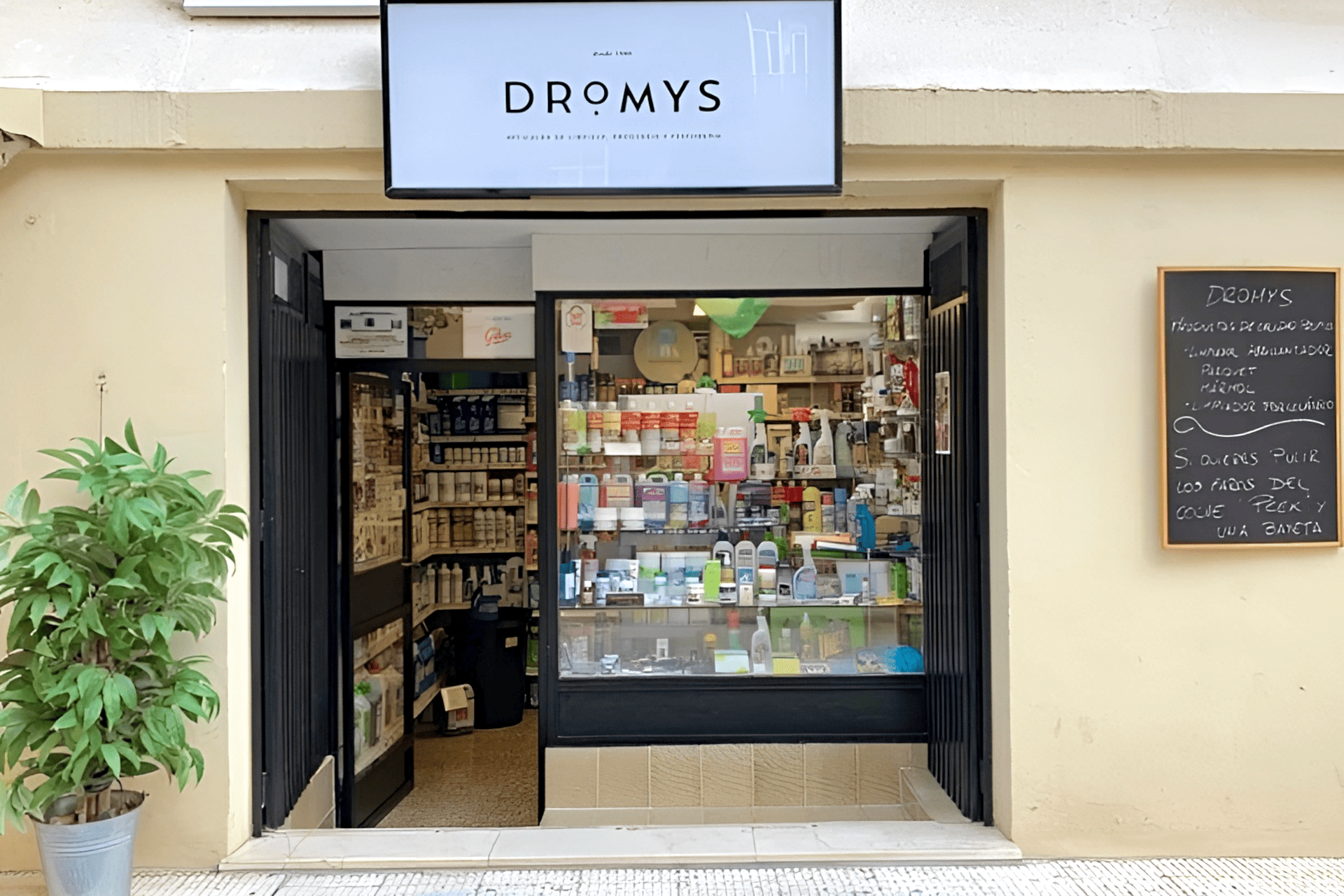Fachada de droguería Dromys en Huesca