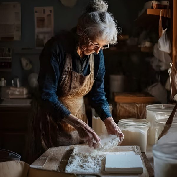 Abuela haciendo jabón casero